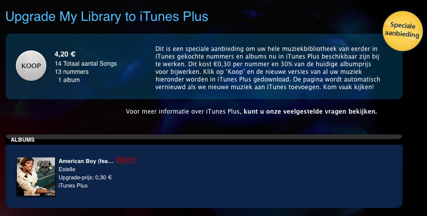 Upgrade to iTunes Plus