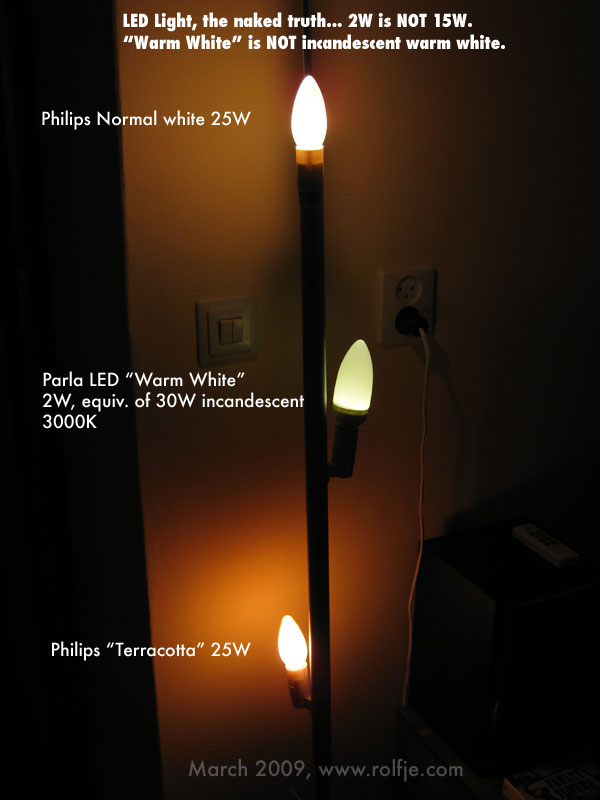 LED lighting, side-by-side comparison