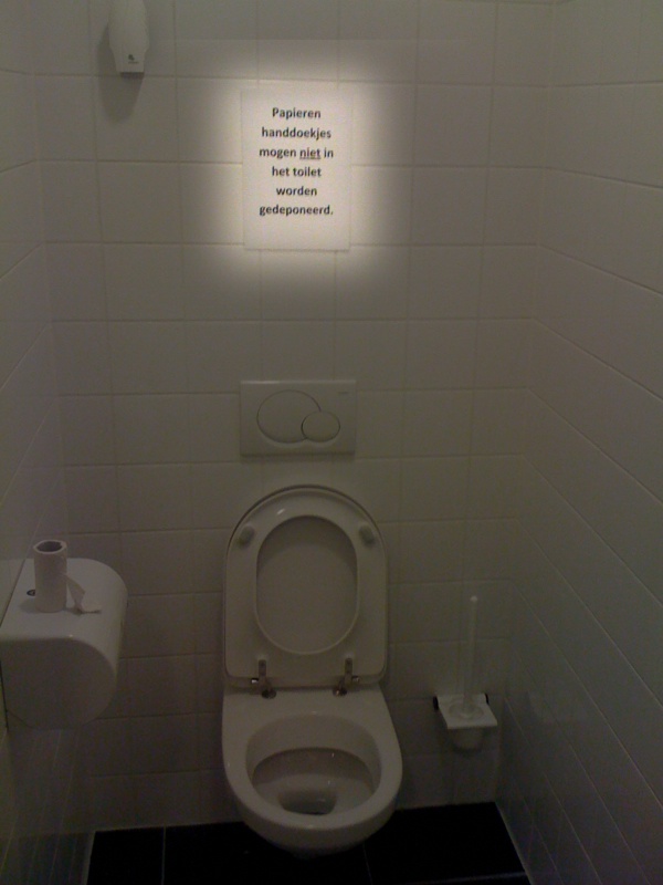 "It is not allowed to throw paper towels into the toilet."