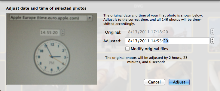 iPhoto set date and time