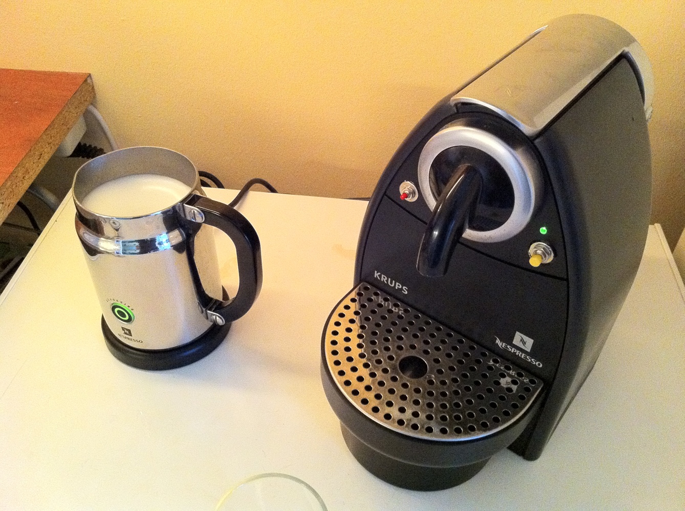 The repaired Aeroccino and the repaired Nespresso happily together.