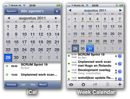 iCal vs WeekCal